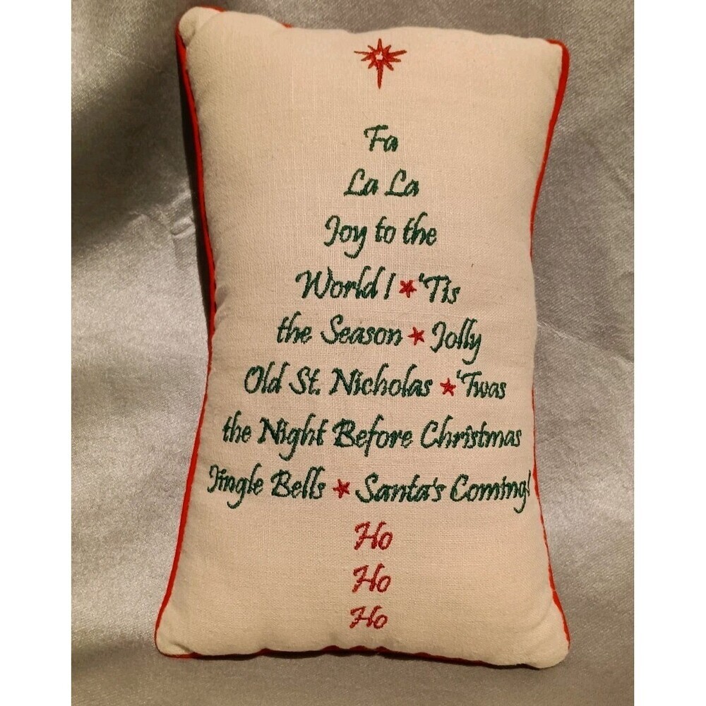 Holiday Christmas Mini Pillow Plaid Tree Words Reversible Rustic Farmhouse Decor